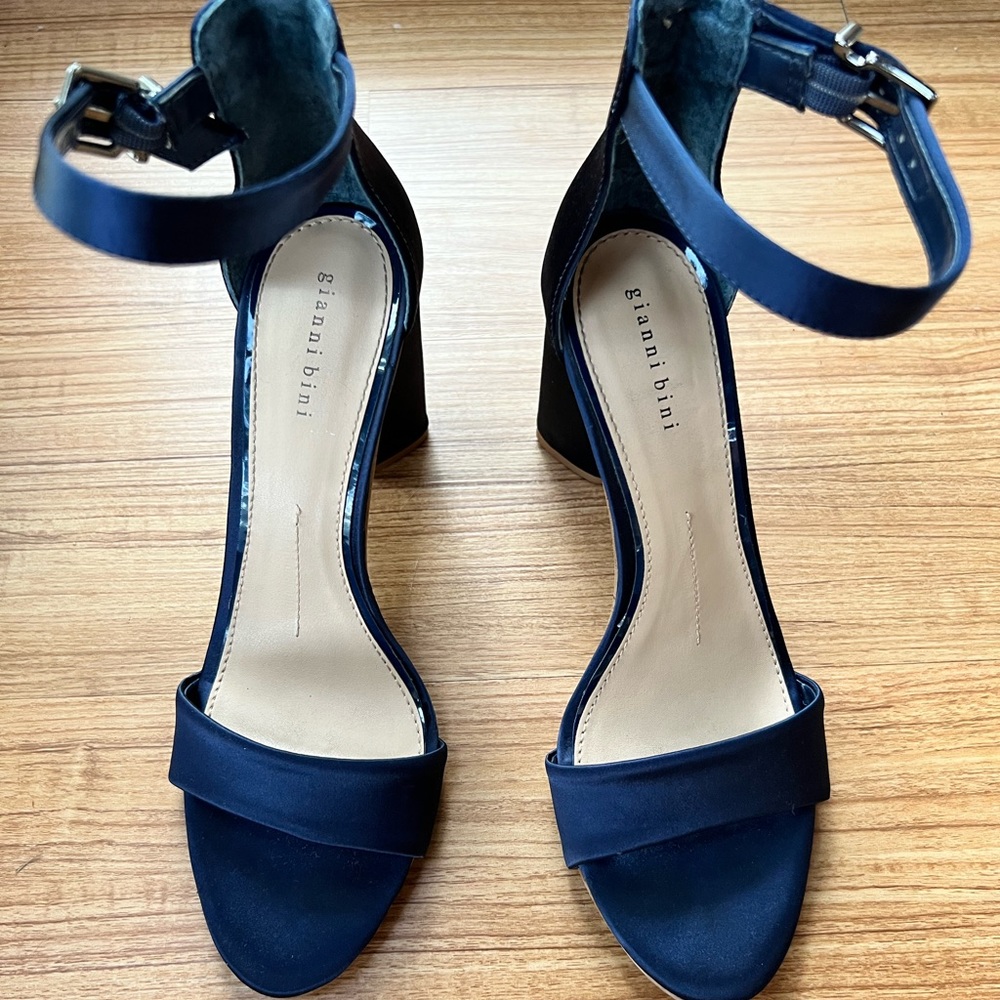 Gianni Bini Satin Navy Blue High Heel Sandals